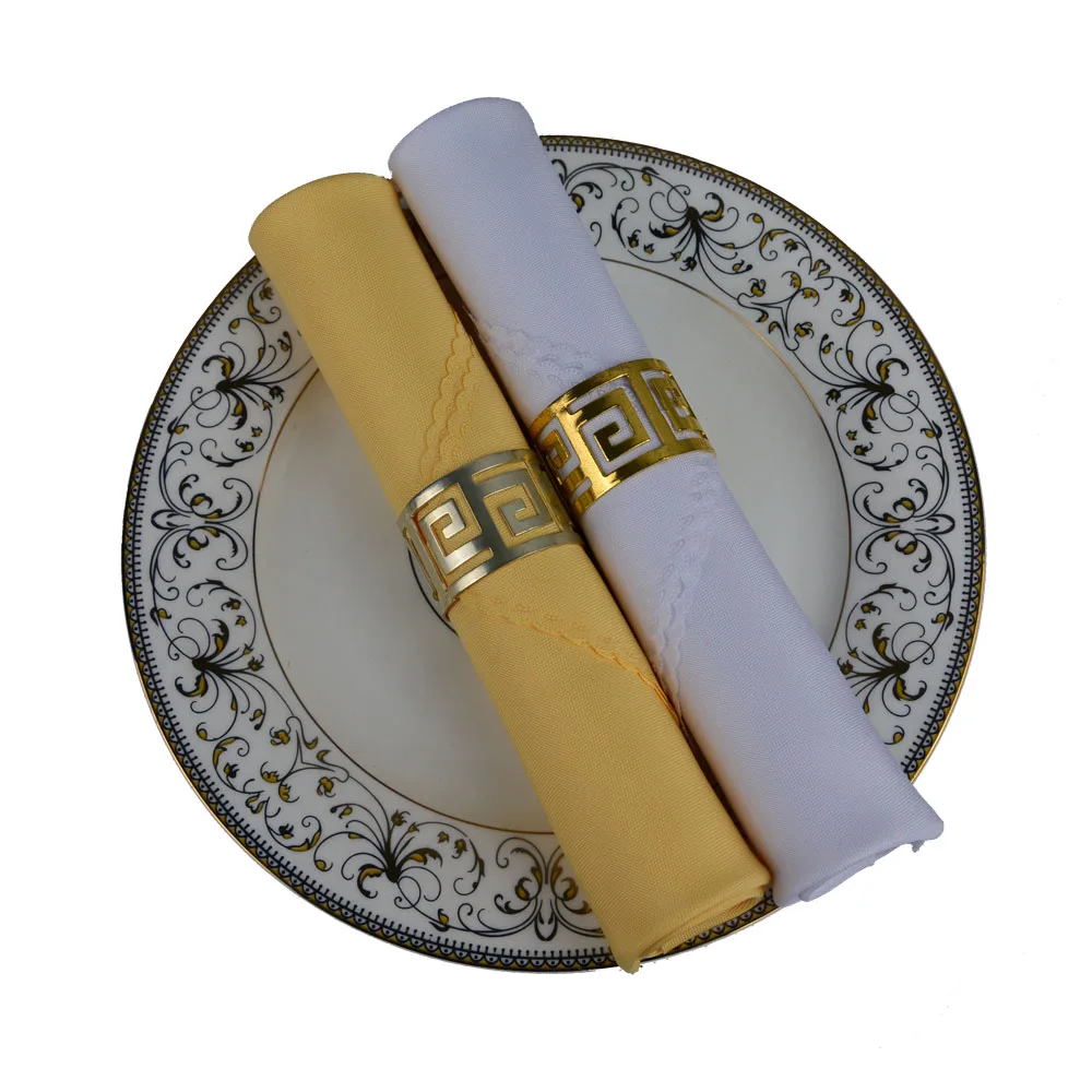 

6pcs/lot Beige Yellow/White Multi Use Polyester Table Napkin Placemat For Hotel Restaurant Home Decoration 19" Square Serviette