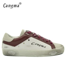 CANGMA модные мужские туфли белые кроссовки повседневная мужская обувь ручной работы из натуральной кожи ретро кроссовки на платформе Мужская обувь для взрослых