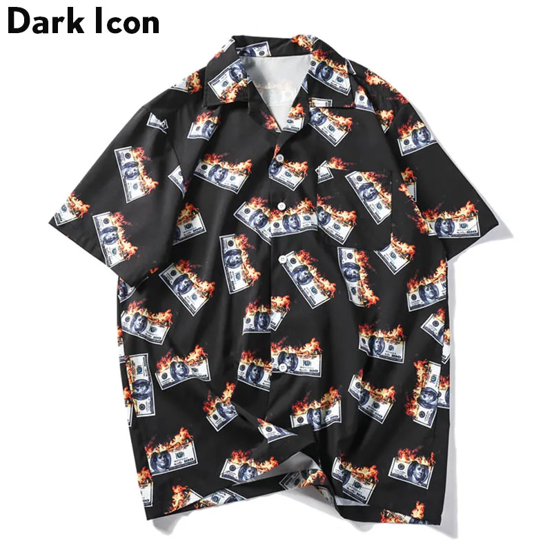 Dark Icon Flame USDollar Shirts Men 2019 Summer Turn-down Collar Men's Shirts Streetwear Hip Hop Shirts Dark Icon Flame USDollar Shirts Men 2019 Summer Turn-down Collar Men's Shirts Streetwear Hip Hop Shirts