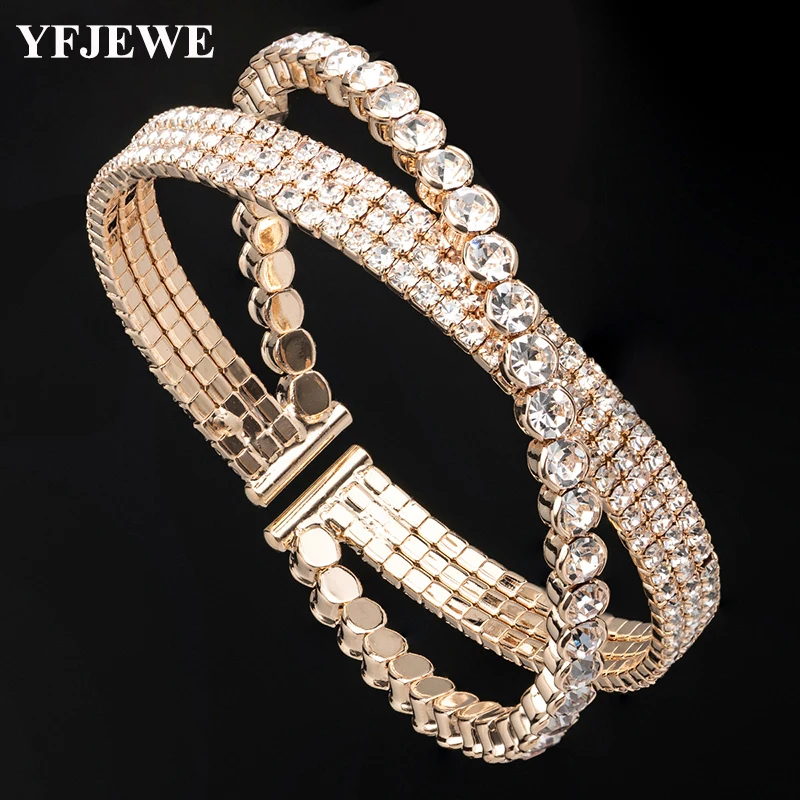 

YFJEWE Women Classic Cross Design crystal Bracelet Fashion Jewelry Sparkling Handmade Femme Bracelets B254
