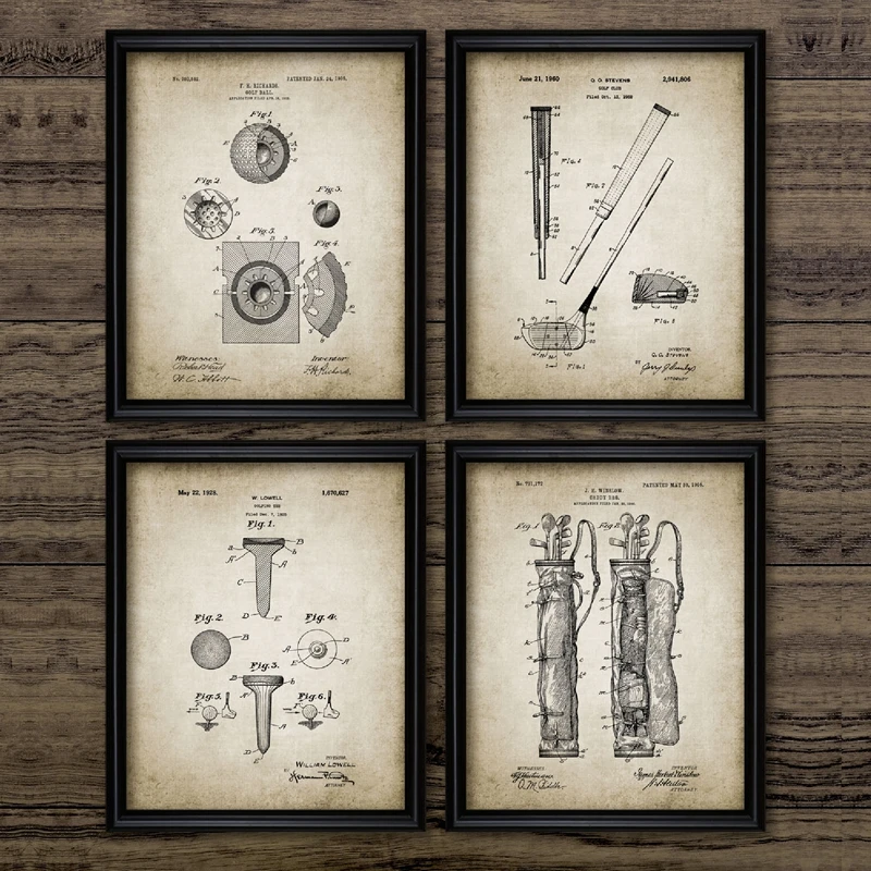 Vintage Golf Patent Print And Posters Golf Blueprint Mancave Wall Art Canvas Painting Wall Pictures Home Room Wall Decoration Painting Calligraphy Aliexpress