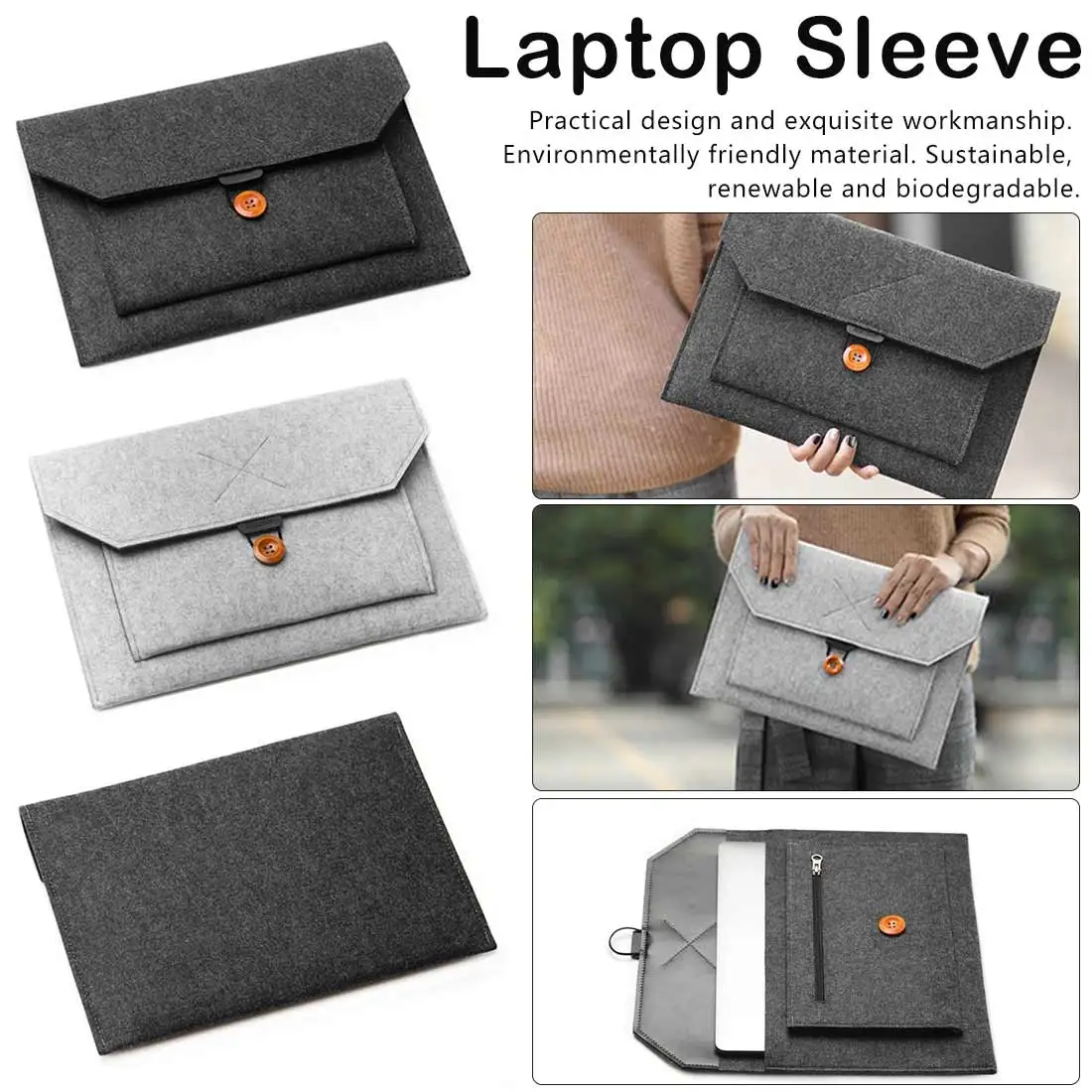 

Wool Felt Laptop Sleeve Bag Notebook Handbag Case For Macbook Air Pro 12 13.3 14 For Lenovo Asus HP Laptop Liner Bag