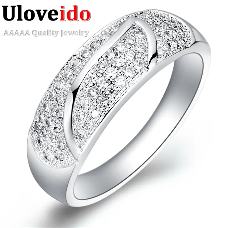 gift for girlfriend zirconium discounted silver plated wedding rings for women vintage cz diamond jewelry uloveido - Discounted Wedding Rings gift for girlfriend zirconium discounted silver plated wedding rings for women vintage cz diamond jewelry uloveido - Discounted Wedding Rings