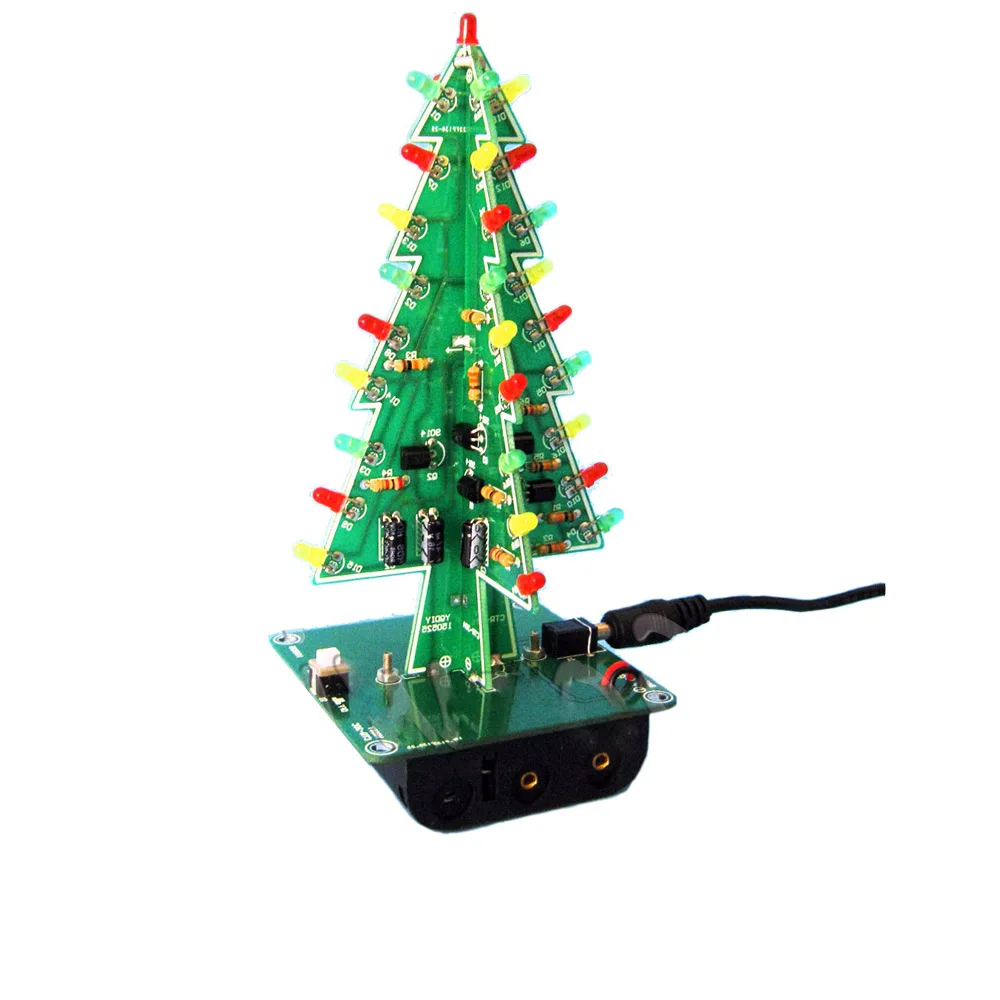 Трехмерный 3D Рождественская елка светодиодный DIY комплект красный/зеленый/желтый светодиодный флэш-схема Комплект Электронный набор для развлечения украшение праздника
