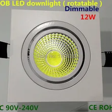 100 шт. COB светодиодный светильник квадратный 5W7W10W12W вращающийся Наружная часть: Алюминий/Белый, крытые потолочные светильники, AC90~ 260 V CE по ограничению на использование опасных материалов в производстве
