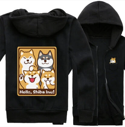 

New Spring/Fall Cute Doge Hoodie Anime Shiba Inu hooded Coat Cardigan Cotton Sweatshirt