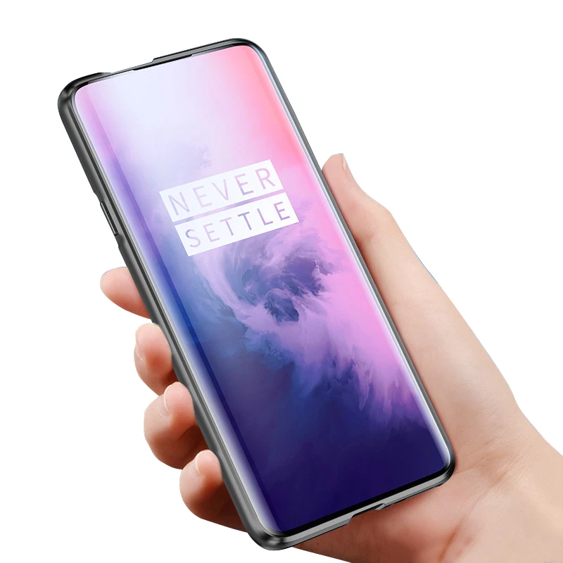 Magnetic Adsorption Phone Case For OnePlus 7 Pro 6T Tempered Glass Back Cover Oneplus 6 5T Metal Clear for iPhone XR | Мобильные