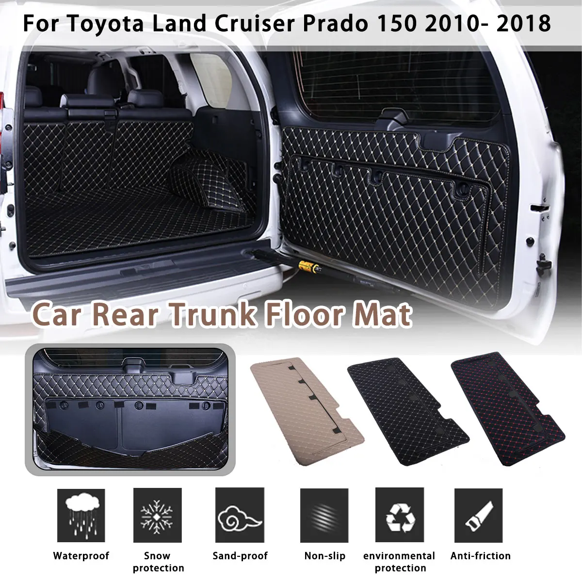 

Cargo Rear Trunk Tailgate Tail Gate Door Mat Cover Floor Carpet Mud Pad Kick Tray For Toyota Land Cruiser Prado 150 2010 - 2018