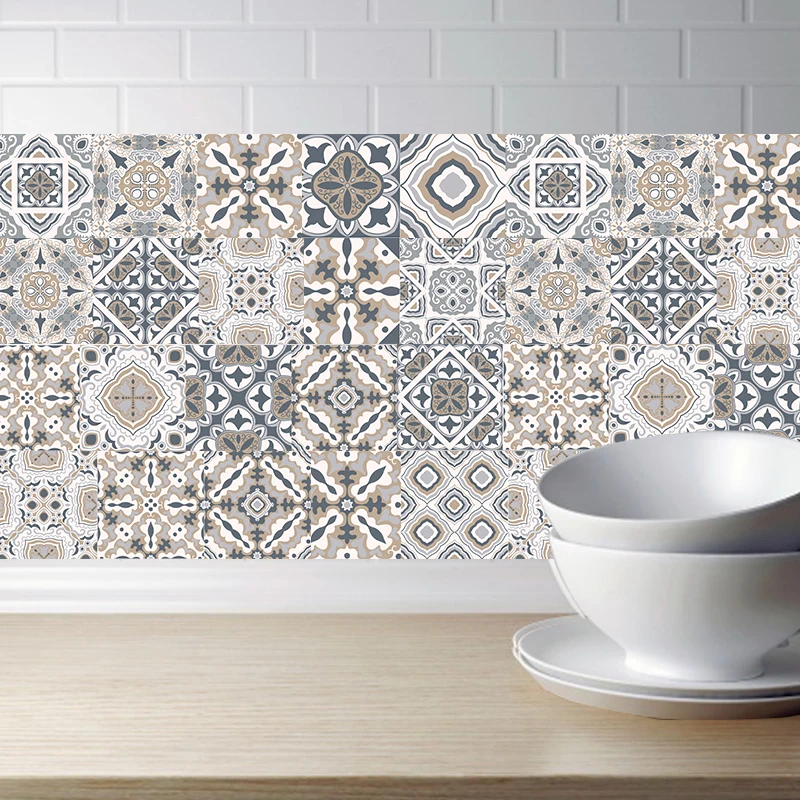 Arabic Retro Tile Stickers For Kitchen Bathroom PVC Self Adhesive Wall Stickers Living Room DIY Decor Wallpaper Waterproof Decal Arabic Retro Tile Stickers For Kitchen Bathroom PVC Self Adhesive Wall Stickers Living Room DIY Decor Wallpaper Waterproof Decal