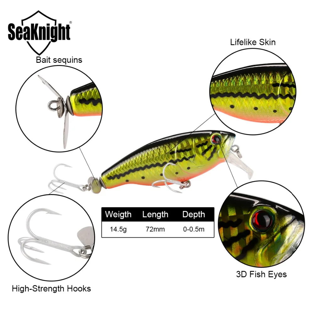 SeaKnight SK047 блесна 14,5 г 72 мм 2.8in 0-0,5 м 1P плавающая блесна рыболовная приманка с пропеллером VMC крючком 3D глаза жесткая рыболовная приманка