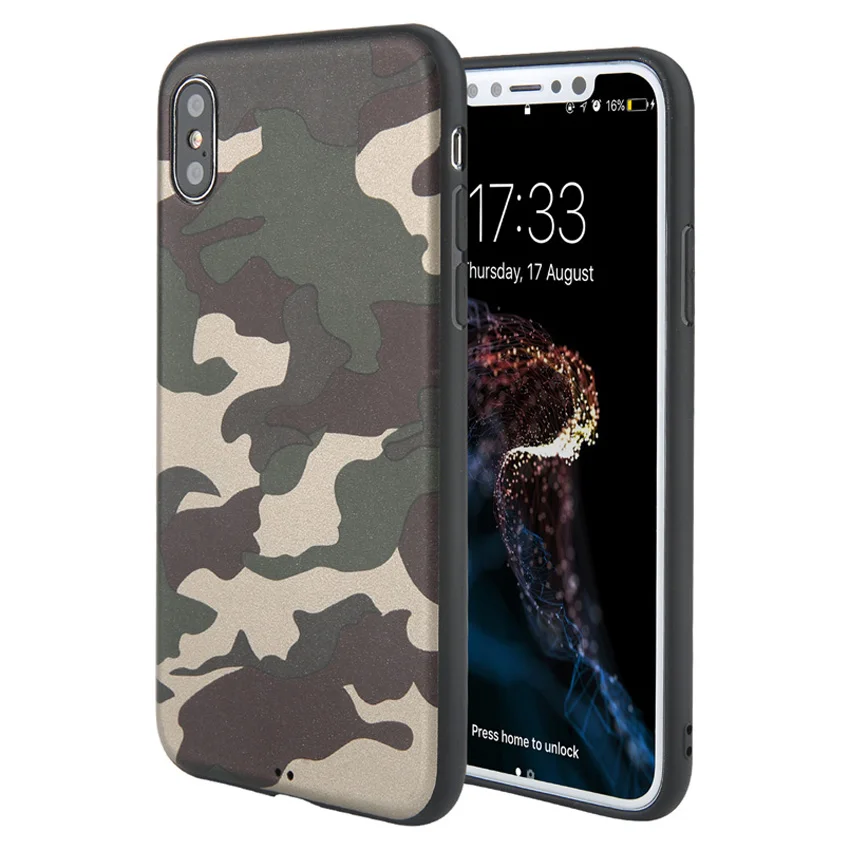 Армейский зеленый камуфляжный чехол для iPhone X 6 6S 7 8 Plus мягкие силиконовые чехлы из
