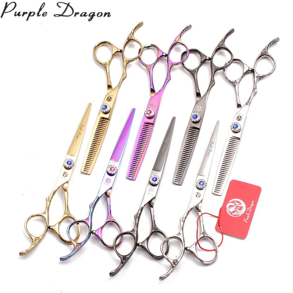 

Left-Hand 5.5" 6" 440C Purple Dragon Scissors For Animals Grooming Scissors Straight Scissors Thinning Shears Pets Shears Z8002