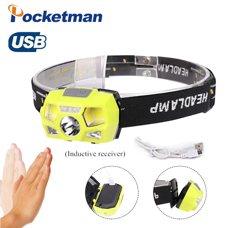 

3000LM Mini Rechargeable LED HeadLamp Body Motion Sensor LED Bicycle Head Light Lamp Outdoor With USB z50