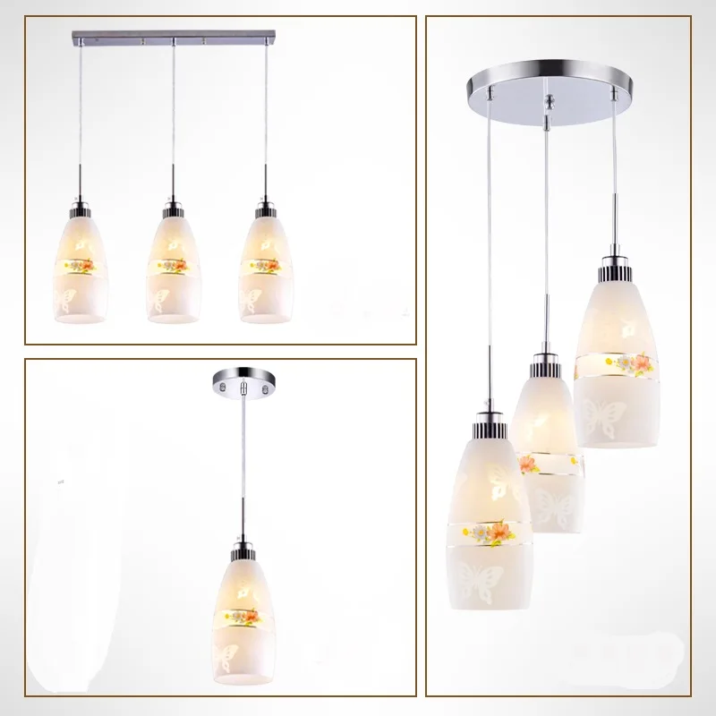 مطعم أضواء قلادة بسيطة الحديثة الإبداعية 3 رئيس الأزياء الزجاج شريط طاولة طعام شخصية led مصابيح قلادة مصباح ZA811