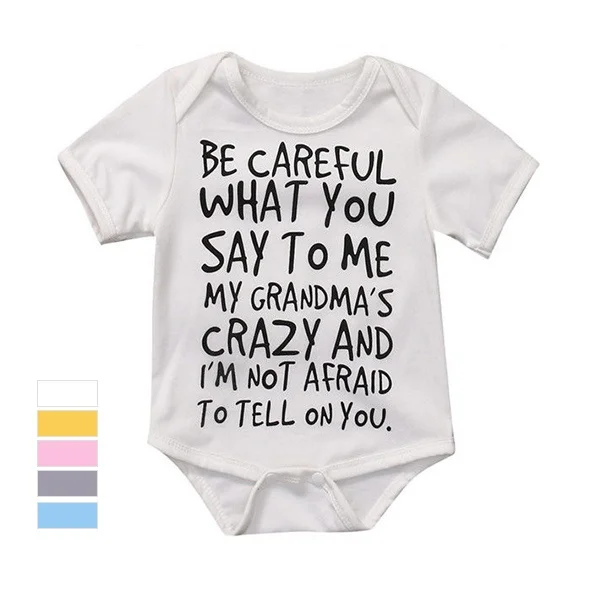 

DERMSPE New Fashion Newborn Baby Boy Girl Letters Printed Romper Cute Cotton Short Sleeve Romper Baby Clothes