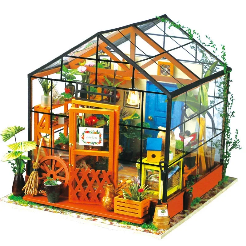 

Robotime LED 3D Wooden Puzzle DIY Toy House Garden Furniture Model Building Kits Creative Wood Toys For Adults Flowers