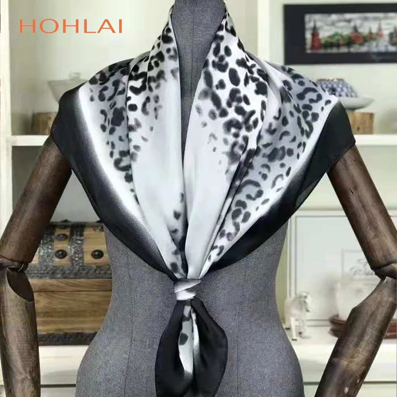 

yishine 90x90cm Women Multifunction Polyester Silk Scarf Sexy Leopard Prints Patchwork Satin Small Square Wraps Scarves Shawl