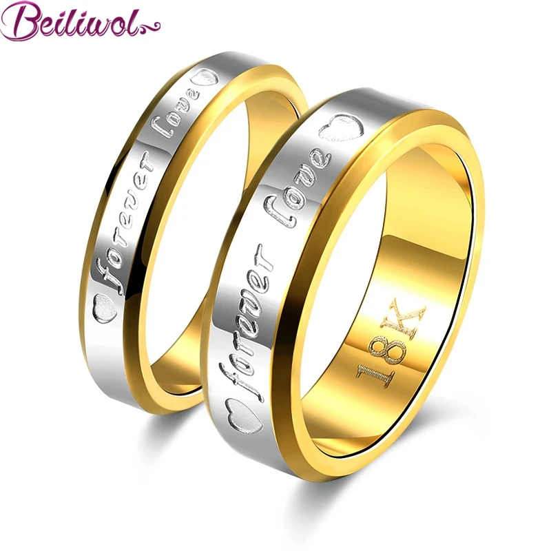 wedding couple rings for women men engagement stainless steel gold color forever love jewelry fashion ring lover gift no fade - Mens Gold Wedding Ring wedding couple rings for women men engagement stainless steel gold color forever love jewelry fashion ring lover gift no fade - Mens Gold Wedding Ring
