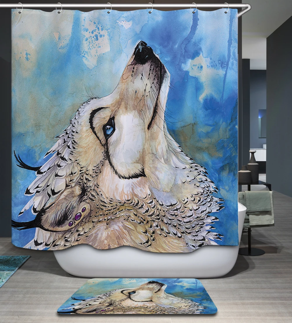 Homing 3D Kreatif Indian Serigala Pola Unicorn Tahan Jamur Shower