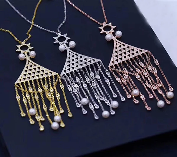 

Designer Fashion 925 Sterling Silver Jewelry 3A Cubic Zirconia Party Adjustable Necklace