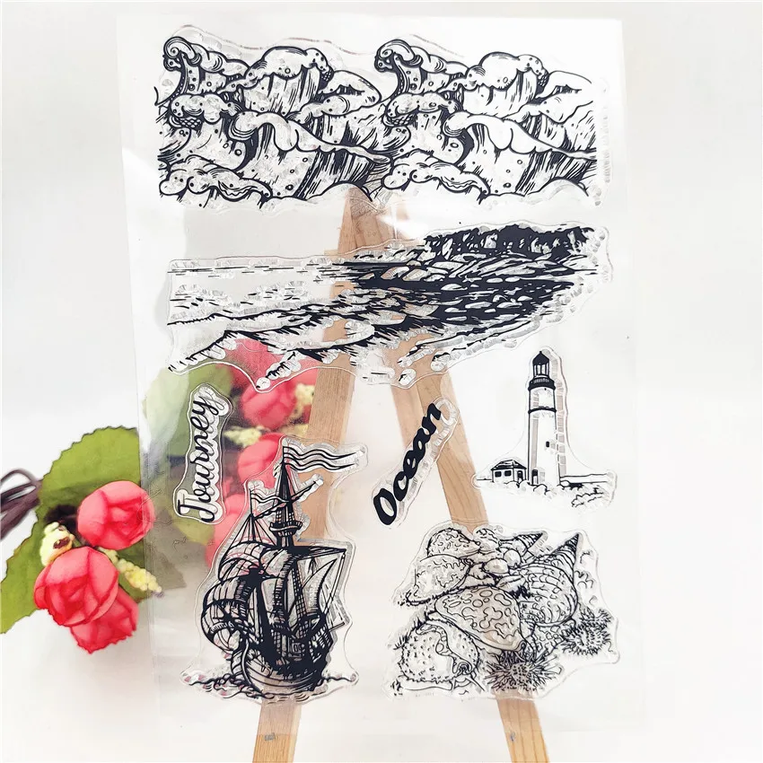 

JC Clear Stamps for Scrapbooking Coastline Silicone Seals Craft Stencil Album Transparent Rubber Stamp Paper Card Making Sheet