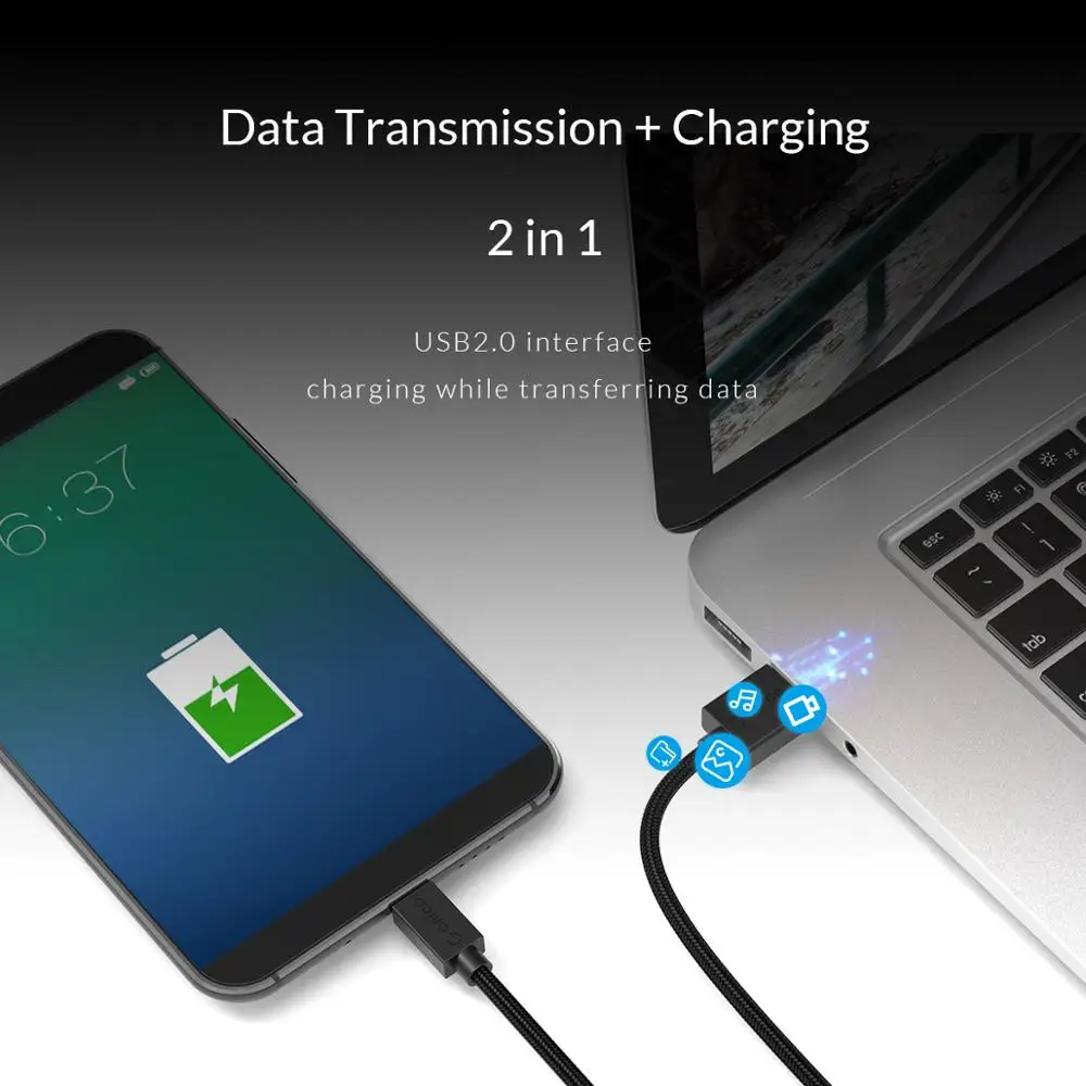 Micro USB 2 0 кабель ORICO PCV 2A для зарядки и синхронизации данных Samsung Huawei Xiaomi LG подходит