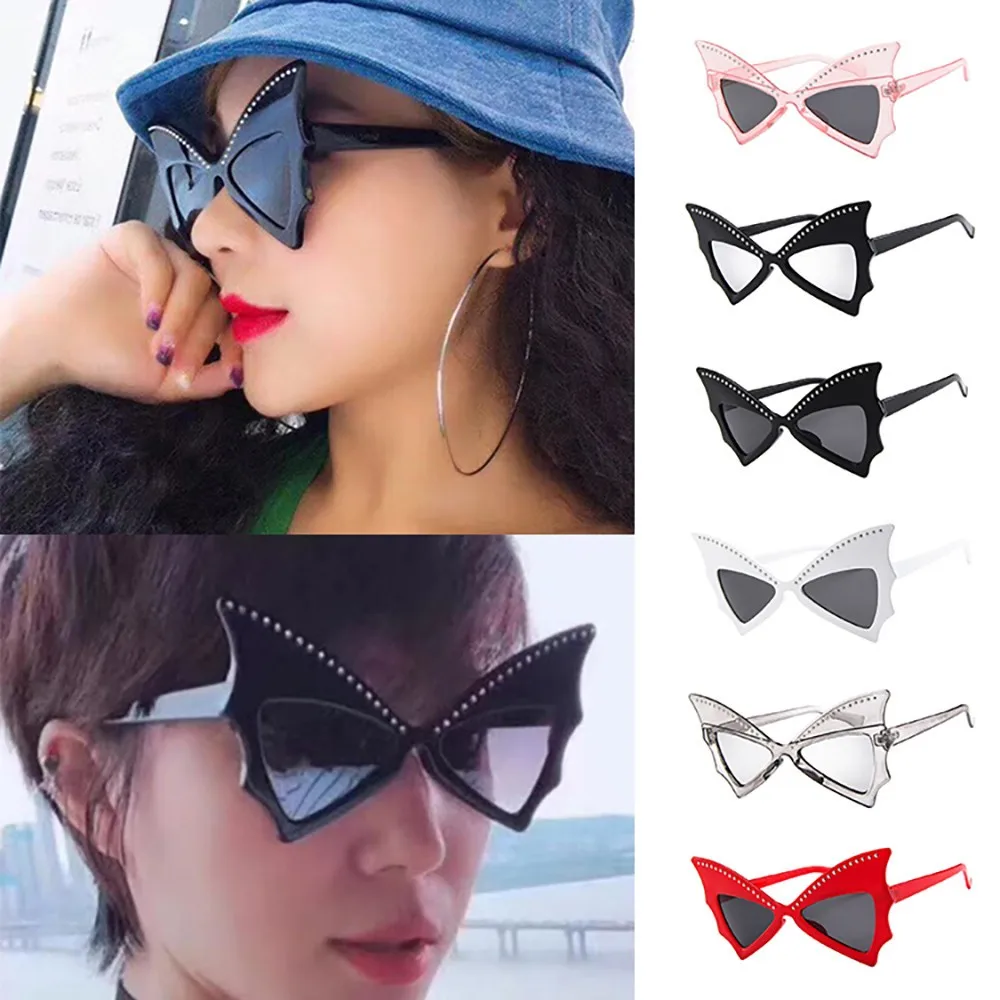

Women Men Vintage Retro Bat Shape Rivet Glasses Unisex Sunglasses Eyewear