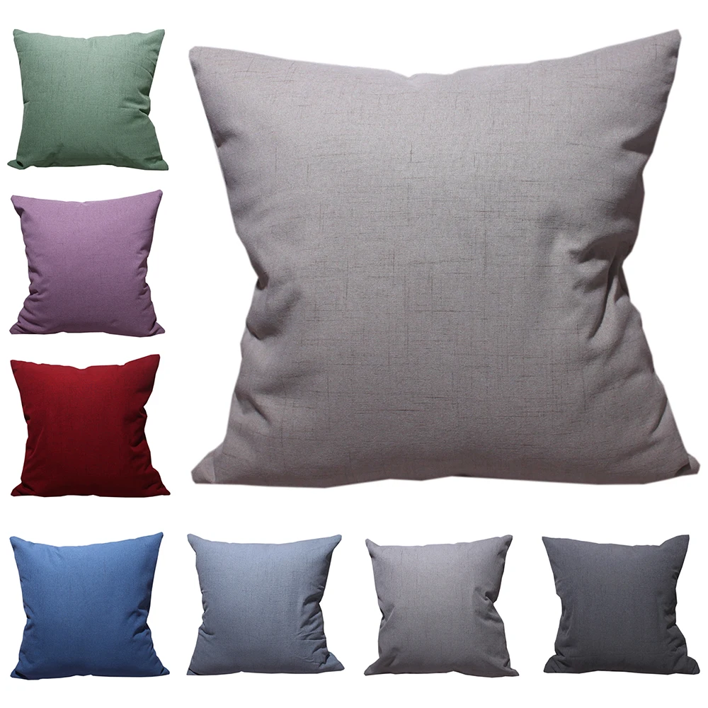 

CURCYA Faux Linen Cushion Cover Thick Simple Solid Colors Polyester Throw Pillow Cover Fashion Decorative Sofa Pillowcase