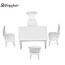 Белый 1:12 кукольный домик мебель Miniatura кабина миниатюрная кукольная мебель аксессуары квадратный обеденный стол стул набор Miniatura