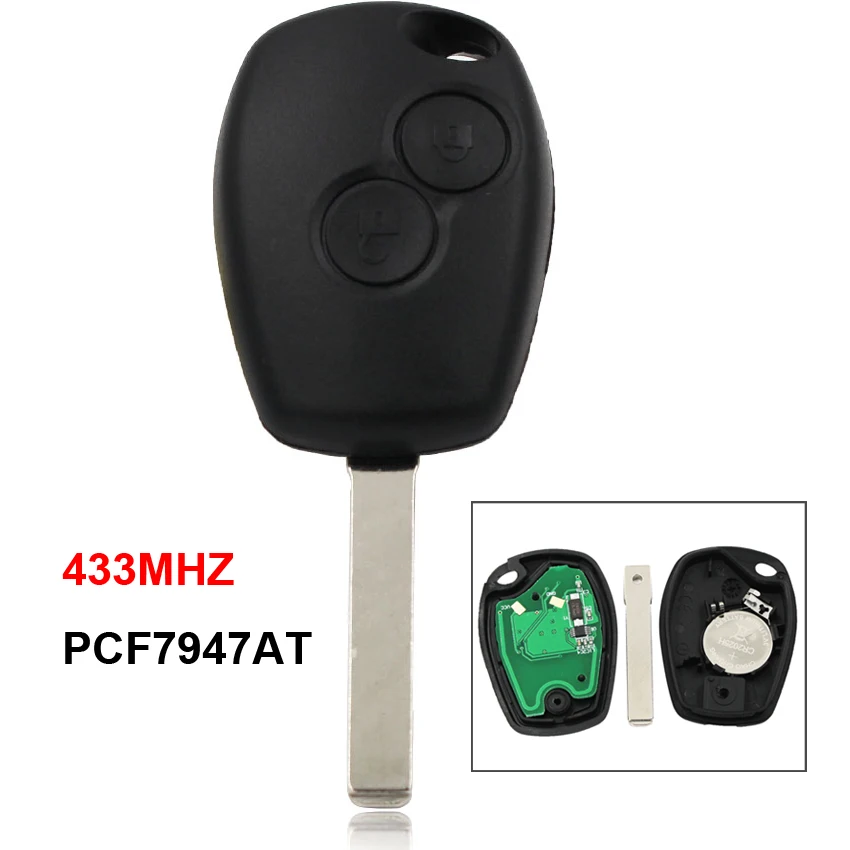 

2 Button New Replacement Remote Smart Car Key 433MHZ PCF7947AT Chip VA2 Uncut Blade For Laguna 2001 2002 2003 2004 2005 2006