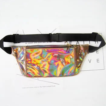 

Unisex Fashion Laser Mini Women Holographic Reflective fanny pack heuptas waist bag hologram beach pockets pouch belt