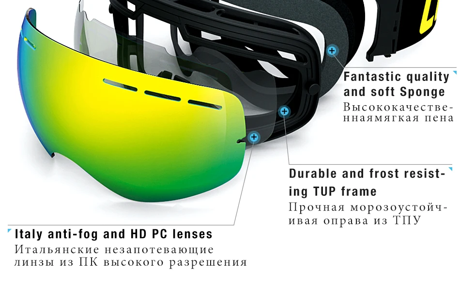 COPOZZ Skibriller - Dobbeltlags UV400 Anti-dug store beskyttelsesbriller til kvinder og mænd Skiløb Snowboard Goggles GOG-201 Pro