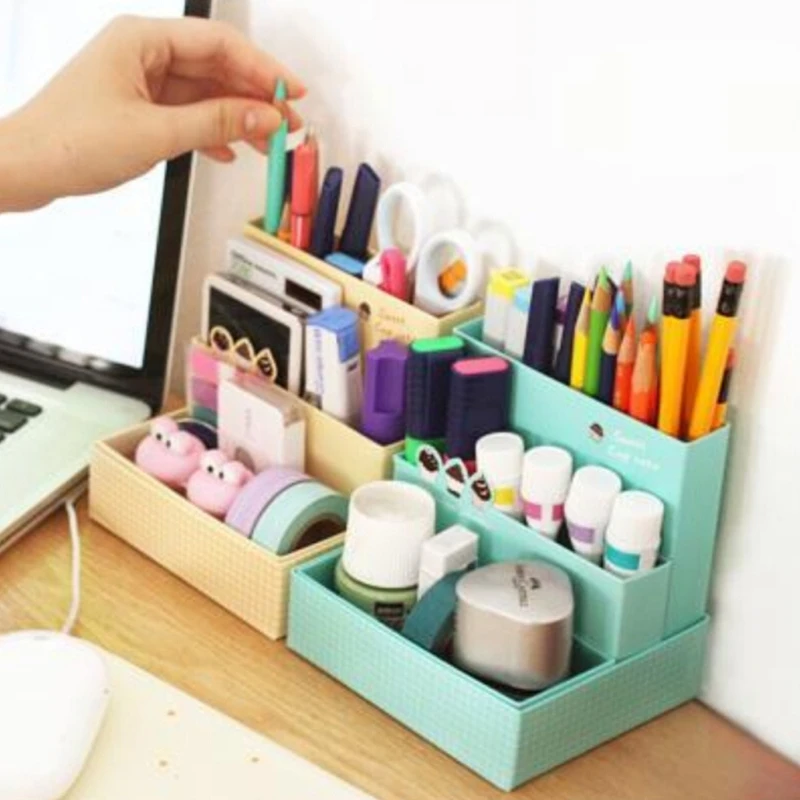 DIY коробка для хранения бумажная доска стол декор канцелярские принадлежности макияж косметический Органайзер