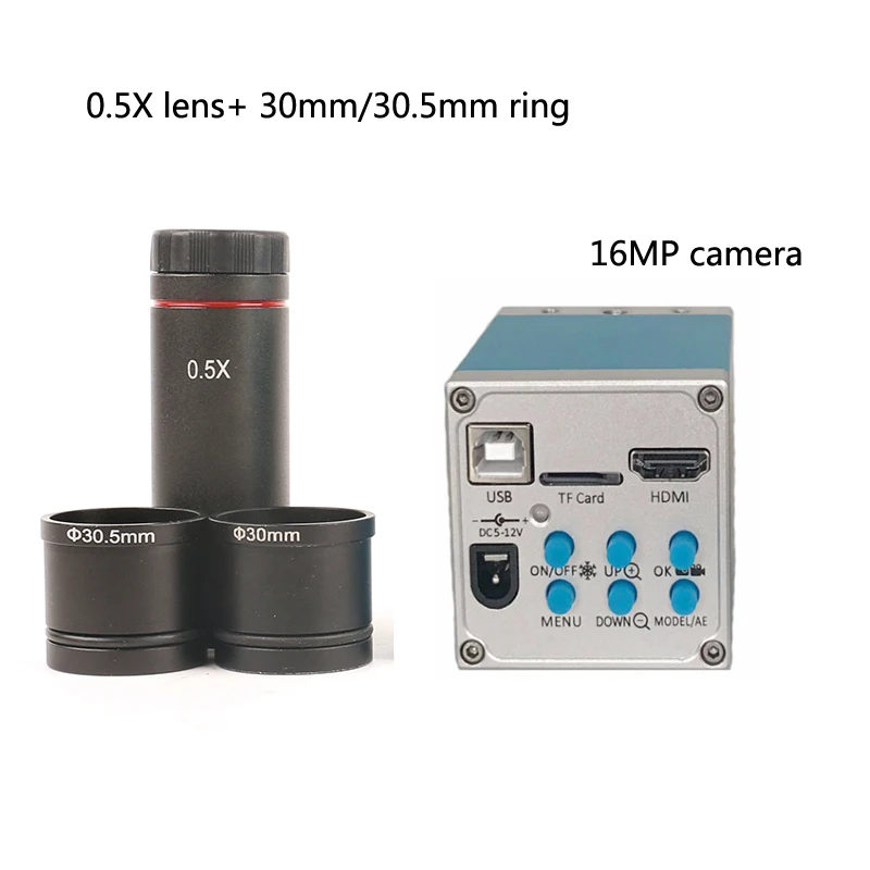 

16MP 1080P HDMI USB Industrial Video Microscope Camera Recorder + Infrared Remote Control +0.5x Lens, Electronic BGA PCB Repair