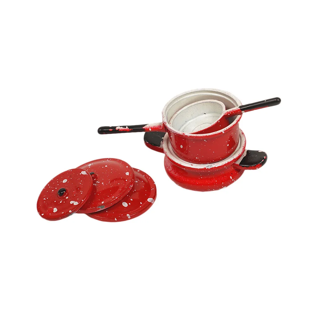 Dongzhur 3pcs/set Kitchen Cookware Model Snowflake Red Pots Model For 1:12 Dollhouse Miniature Mini Dollhouse Model Accessories Dongzhur 3pcs/set Kitchen Cookware Model Snowflake Red Pots Model For 1:12 Dollhouse Miniature Mini Dollhouse Model Accessories