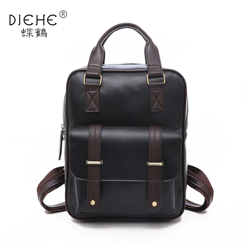 

2019 Woman Vintage Backpack Retro Soft Leather School Bags for Teengers Girls Casual Double Shoulder Bags Students Bookbag