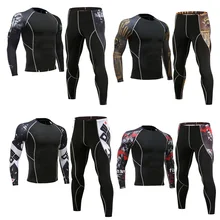 Top Men's Clothing Base Layer Thermal  Underwear  Fitness Training Compression Tights Running Shirts Man Leggings  Rashgard male