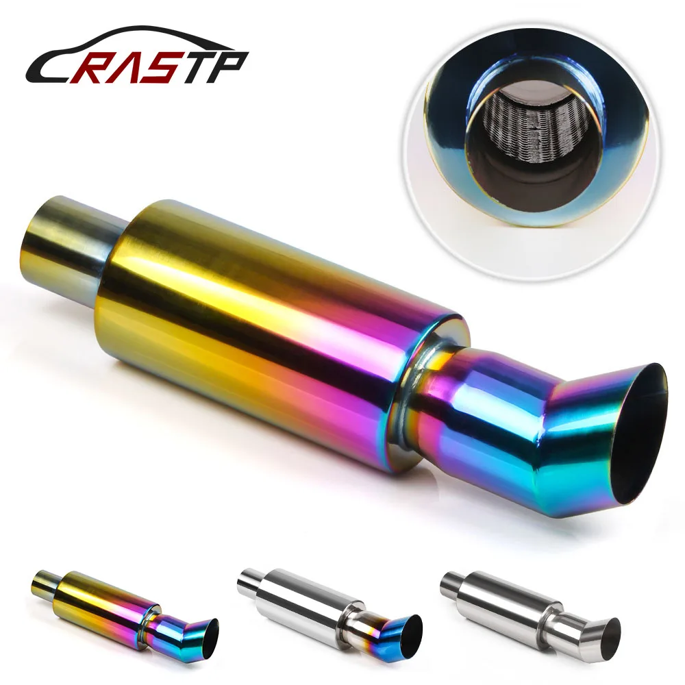 

RASTP - Car Muffler Exhaust System Polished Stainless Steel Exhaust Tip Silencer Inlet 5.7cm Outlet 7.6cm Exhaust Pipe RS-CR1004