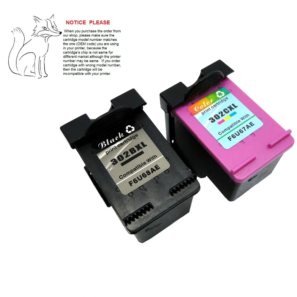 YOTAT 1set Remanufactured ink cartridge for HP302 HP302XL for HP