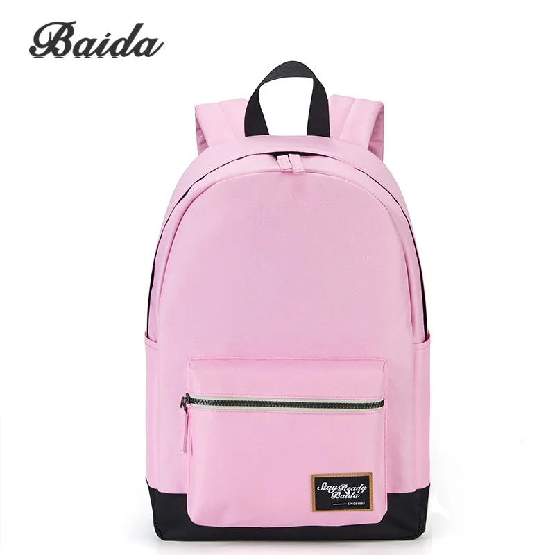 BAIDA модный рюкзак для женщин, рюкзаки для отдыха и путешествий, рюкзак для девочек-подростков, контрастный цвет, рюкзак для ноутбука, школьные сумки - Цвет: light pink