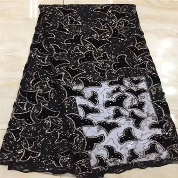 

5 yards multicolored sequins shiny Bridal French lace exclusive African tulle lace fabric Nigeria buba sewing cloth for aso ebi