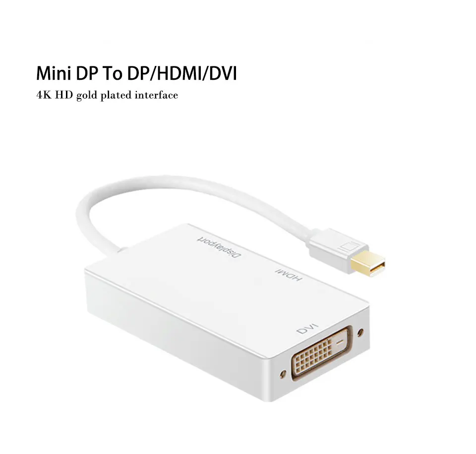 New Arrivals Mini DP to HDMIDVIVGA 4K2K three-in-one adapter Converter Cable For Apple MacBook Air Pro to hdmi vga dvi  (6)