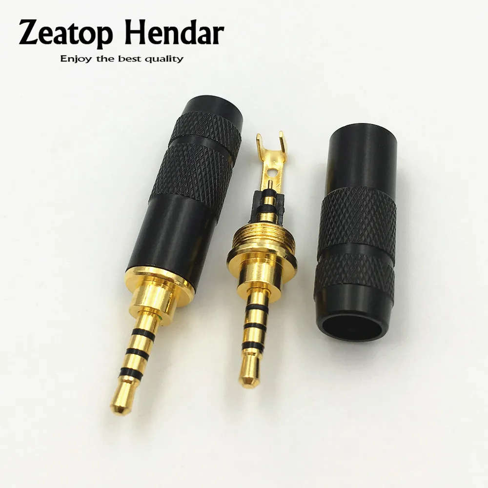 

4Pcs 2.5mm 4 Pole Stereo Male Plug Solder DIY Connector for 6MM Headphones Speaker Cable Adapter Black Shell