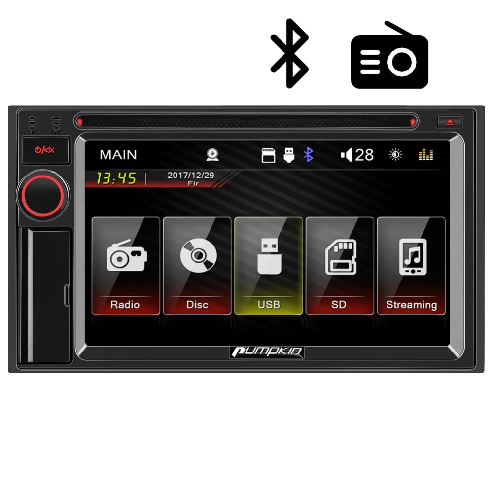 

Pumpkin 2 Din 6.2" Touchscreen WINCE OS Car Stereo DVD Player Support MP4 MP5 HD 1080P Video Audio Player FM/AM RDS Radio