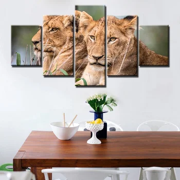 

New Arrival Artwork Lioness and Lion As Docile as HD Prints Animals Landscape Poster for Living Room Decor Wall Art Frameless
