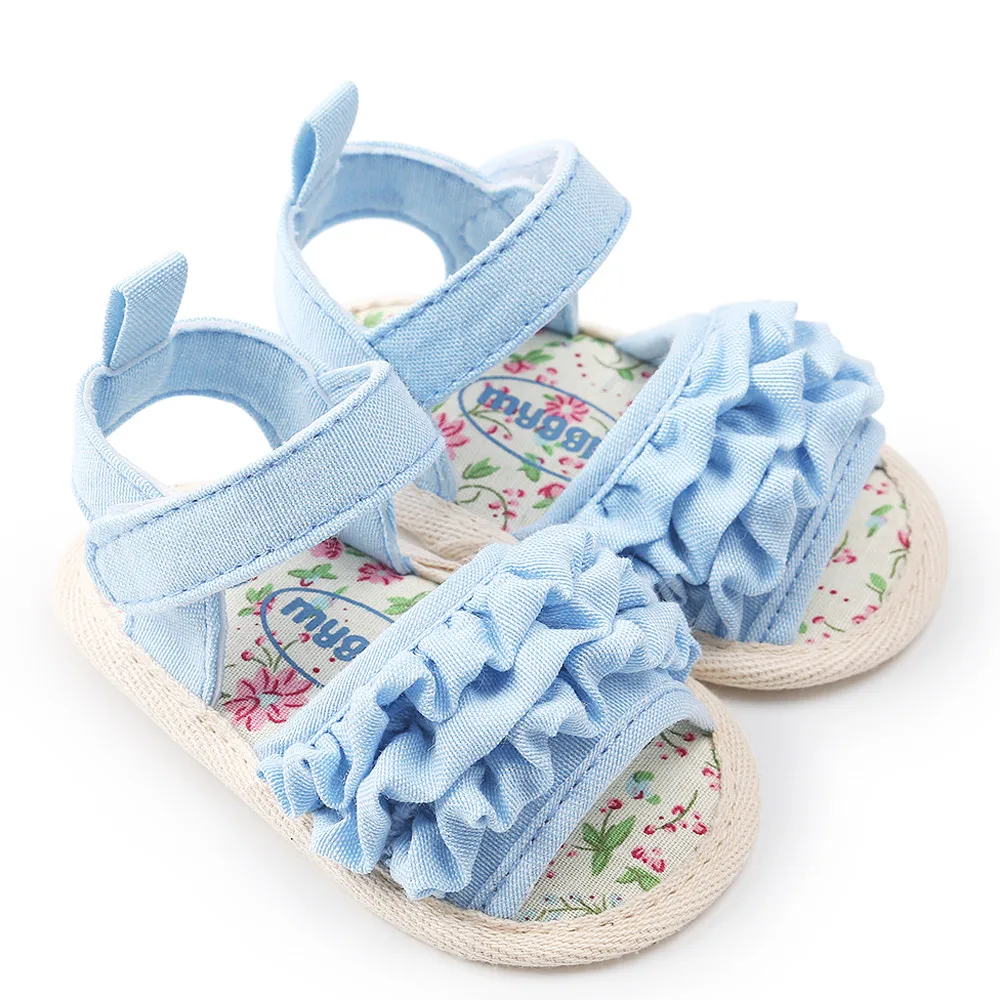 Newborn Baby Girl Shoes Lovely Flower Shoe Casual Comfortable Shoes Sneaker Anti-slip Soft Sole Toddler Shoes zapatos para bebe - Цвет: Синий