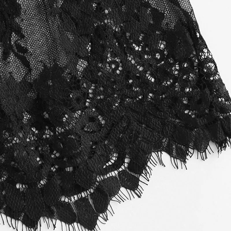 COLROVIE Черные Ресницы Кружева Холтер и шорты пижамный комплект Весна Цветочный Дамы пижамы прозрачные сексуальные без рукавов ночное белье