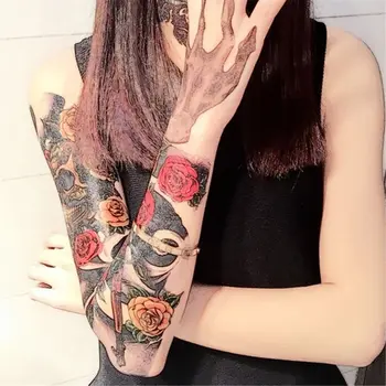 

New Full Arm Extra Large Temporary Tattoos Sticker for Men Women Summer Beach Party Halloween Body Decoration