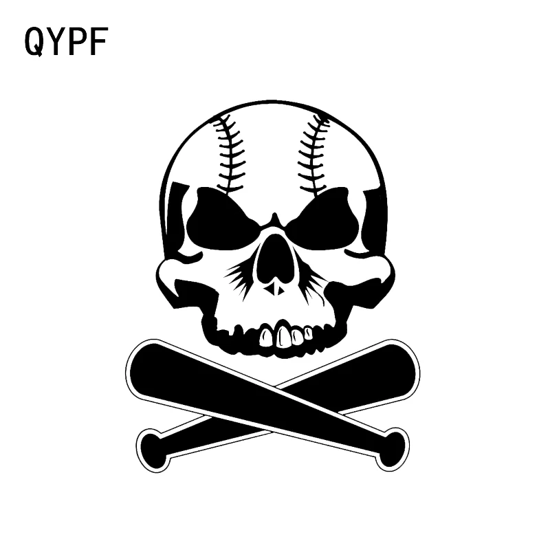 

QYPF 10.7*13.6CM Interesting Baseball Skull Decoration Car Sticker Vinyl High Quality Silhouette Accessories C16-0666