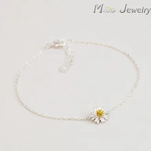 Free Transport 925 Sterling Silver Bracelets Daisy Flower Bracelets Jewellery Present For Lady Srebrna bransoletka pulsera de plata